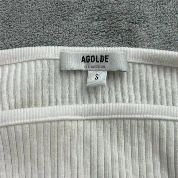 Agolde Top Womens Size Small White Square Neck Ribbed Knit Tank Top Mina Tank - Picture 5 of 10